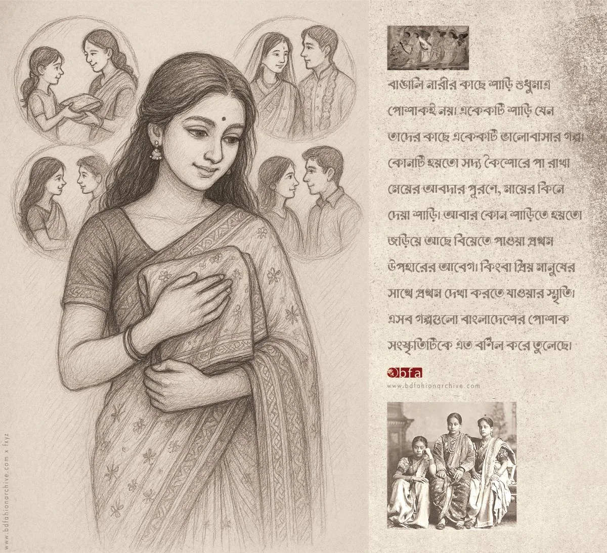 Saree of Bangladesh infography - The Bearer of Tradition বাংলাদেশি সেরা দশ শাড়ি x bfa x fxyz