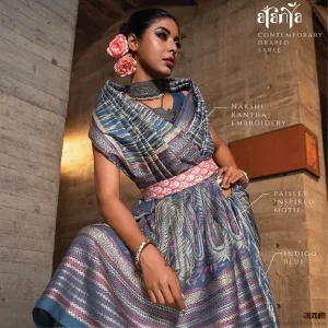 natural dye indigo saree x aranya x bfa x fxyz