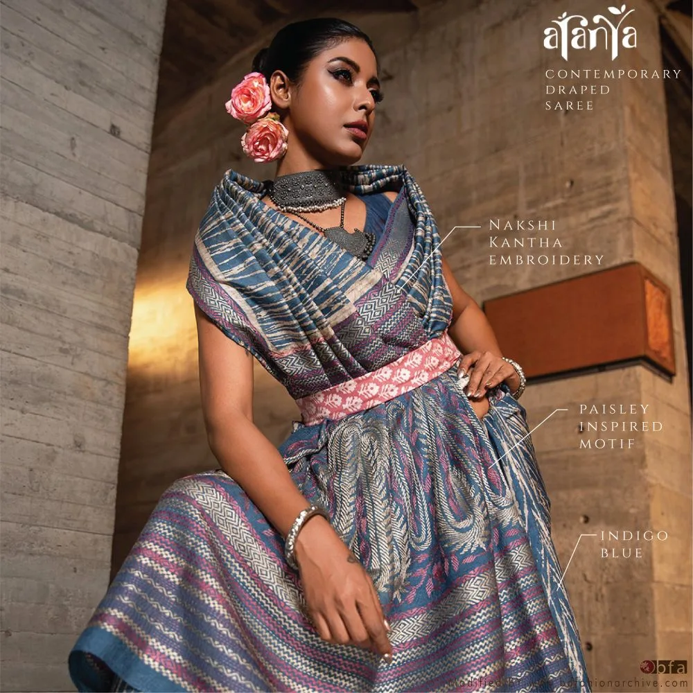 natural dye indigo saree x aranya x bfa x fxyz